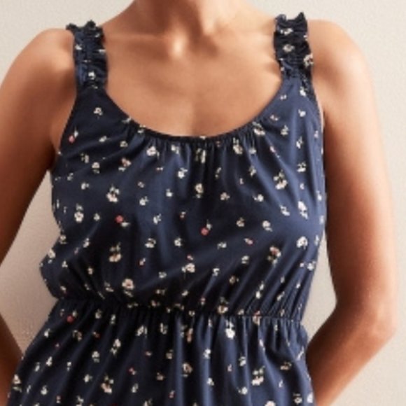 ❤️Sale Banana Republic Ruffle Fit and Flare Dress in Navy - Picture 6 of 9